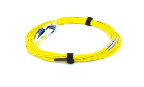 Group 241 A single duplex LC cable with yellow jacket.