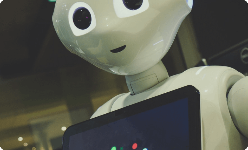 image (4) A friendly robot displays its built-in touchscreen, another innovation that represents the evolving future of data center technology and management.