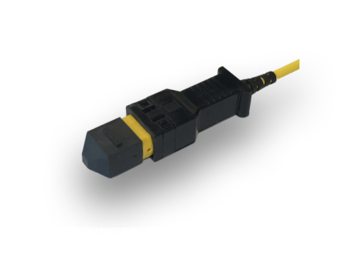 Group 244 A single yellow MPO cable with NFC clip